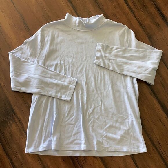 St. John’s Bay Light Blue Cotton Mock Neck Plus Size Blouse Top Size 1x 💙 - Picture 1 of 4